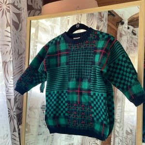 70s Floriane France kids plaid sweater